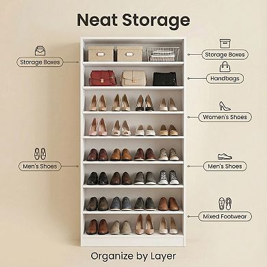 9-Tier Tall Shoe Cabinet with Adjustable Shelves, Storage Organizer for Entryway Closet