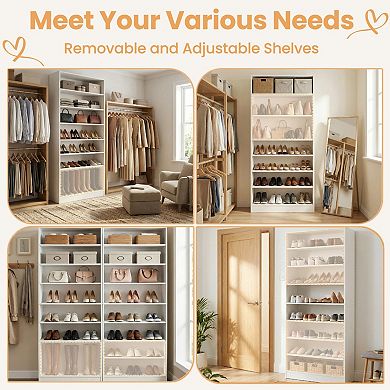 9-Tier Tall Shoe Cabinet with Adjustable Shelves, Storage Organizer for Entryway Closet