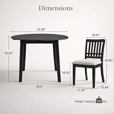GOMYHOME 5-Piece Round Drop Leaf Dining Set, Wood Table with Upholstered Chairs, Black