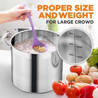 NutriChef 20 Qt Heavy-Duty Stockpot Stainless Lid, Induction & Gas Ready