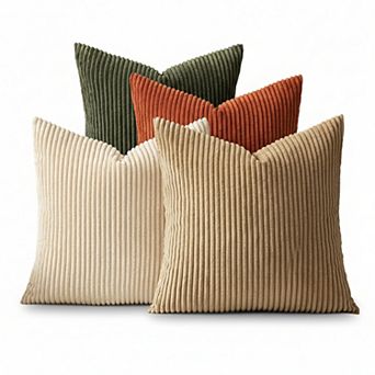 Boho Farmhouse Throw Pillow Covers Set of 4 Corduroy
