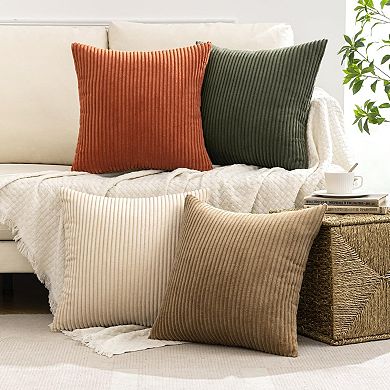 Boho Farmhouse Throw Pillow Covers Set of 4 Corduroy