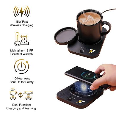 Desk-to-Bedside Power & Comfort Bundle Sip & Charge 2-in-1 Mug Warmer + 5-in-1 Wireless Charging A