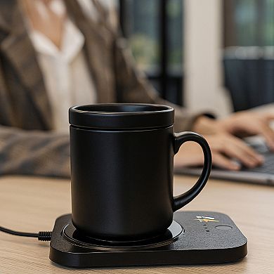 Desk-to-Bedside Power & Comfort Bundle Sip & Charge 2-in-1 Mug Warmer + 5-in-1 Wireless Charging A