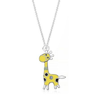 GirlsGiraffe Pendant Necklace Hypoallergenic Kids Jewelry in White Gold Tone