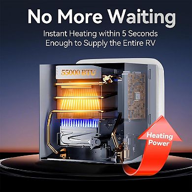 RV Tankless Water Heater Propane with Wireless Control, Instant Hot Water,Dual Outlet for Camper