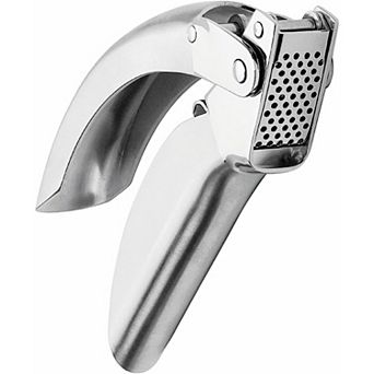 Stainless Steel Garlic Press 6.5 Inch, Easy-Squeeze Mincer Silver