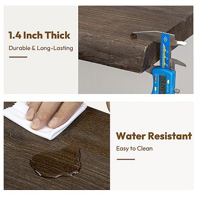 Solid Elm Wall Shelves 2 Pack Rustic