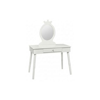 Kids Vanity Table And Chair Set With Mirror And Drawer