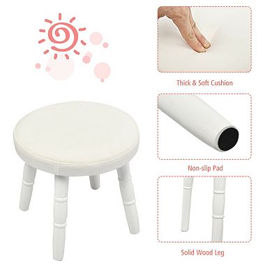 Kids Vanity Table And Chair Set With Mirror And Drawer