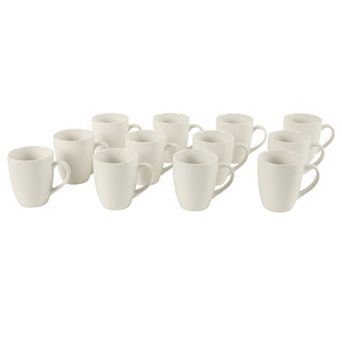 Gibson Home Great Essentials 12 Ounce Porcelain Coffee Mugs Set of 12 for Latte Hot Tea Espresso