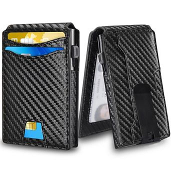 Minimalist Pop Up Card Holder for Men,RFID Blocking Slim Wallet with Auto Eject,Anti-Demagnetization