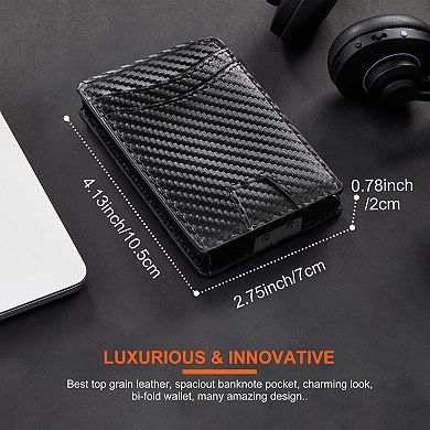 Minimalist Pop Up Card Holder for Men,RFID Blocking Slim Wallet with Auto Eject,Anti-Demagnetization