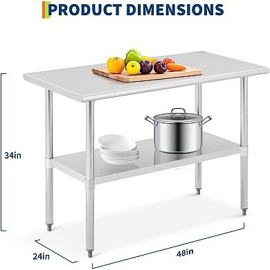 24"x48"x34" Heavy-Duty Stainless Steel Work Table
