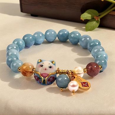 Lucky Cat Blue Crystal Bracelet