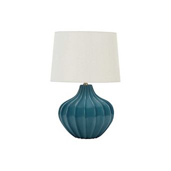 Lighting Table Lamp Blue Ceramic Ivory Cream Shade Transitional