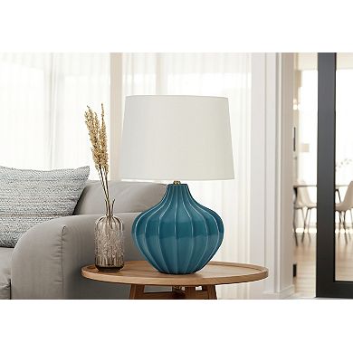 Lighting Table Lamp Blue Ceramic Ivory Cream Shade Transitional