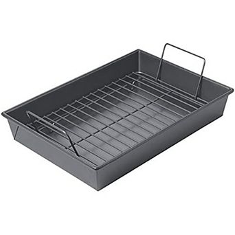 Professional Non-Stick Roaster Pan 13x9 Inch with Non-Stick Rack