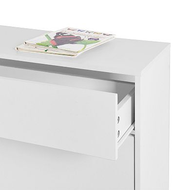 Modern Shoe Cabinet with 2 Flip Drawers & Top Drawer, for Entryway Hallway