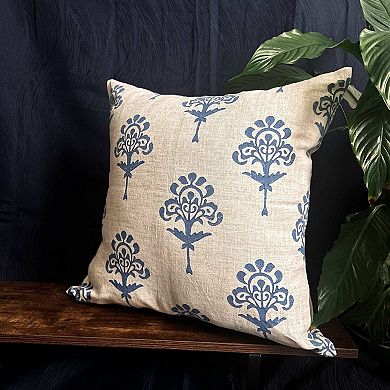 Blue Harmony Pure Linen Throw Pillow Cover