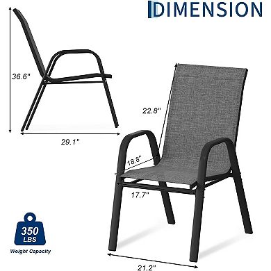 Outdoor Stackable Dining Chairs Set of 4, Textilene Fabric, High Back Patio Chairs for Backyard