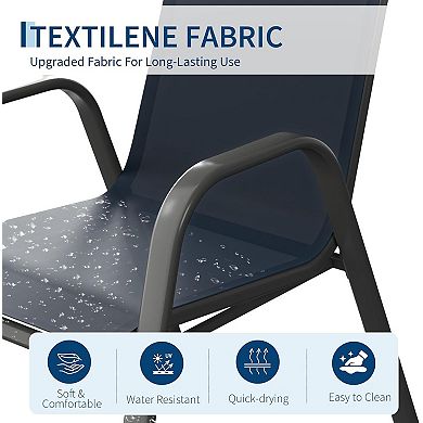 Outdoor Stackable Dining Chairs Set of 4, Textilene Fabric, High Back Patio Chairs for Backyard