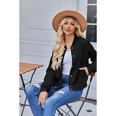 Zeagoo Women's Lightweight Bomber Jacket Casual Striped Outerwear with Pockets for Spring Work