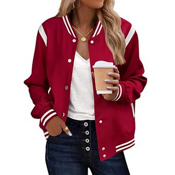 Zeagoo Women's Lightweight Bomber Jacket Casual Striped Outerwear with Pockets for Spring Work