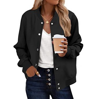 Zeagoo Women's Lightweight Bomber Jacket Casual Striped Outerwear with Pockets for Spring Work