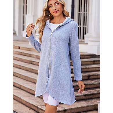 Zeagoo Women's Casual Light Oversized Zip Hoodie Sweatshirt Jacket