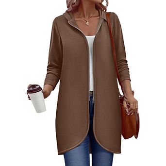 Zeagoo Women's Casual Light Oversized Zip Hoodie Sweatshirt Jacket