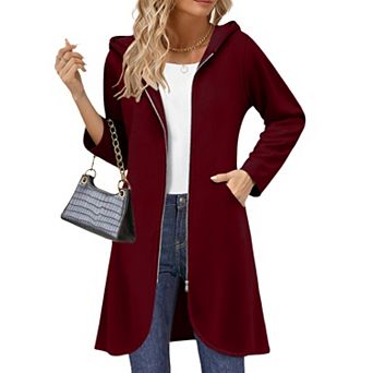 Zeagoo Women's Casual Light Oversized Zip Hoodie Sweatshirt Jacket