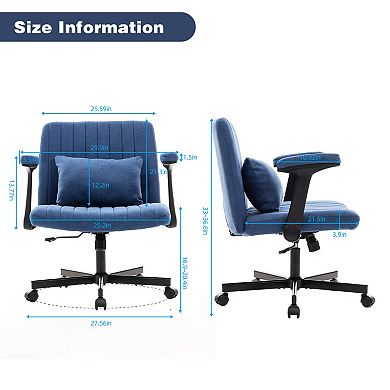 Trikiousd Modern Linen Criss Cross Office Chair with Armrests, Wheels and Adjustable Height