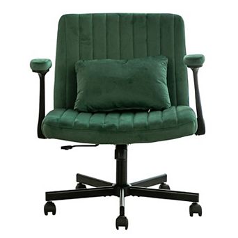 Trikiousd Modern Linen Criss Cross Office Chair with Armrests, Wheels and Adjustable Height