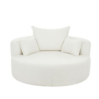 Trikiousd 360° Swivel Chair Accent Barrel Chair Swivel Round Sofa Chair with 3 Removable Pillows