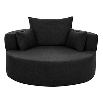 Trikiousd 360° Swivel Chair Accent Barrel Chair Swivel Round Sofa Chair with 3 Removable Pillows