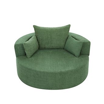 Trikiousd 360° Swivel Chair Accent Barrel Chair Swivel Round Sofa Chair with 3 Removable Pillows