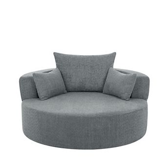 Trikiousd 360° Swivel Chair Accent Barrel Chair Swivel Round Sofa Chair with 3 Removable Pillows