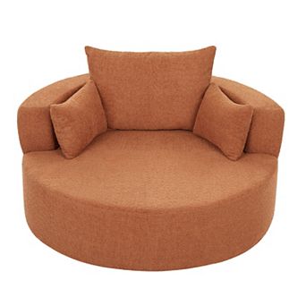 Trikiousd 360° Swivel Chair Accent Barrel Chair Swivel Round Sofa Chair with 3 Removable Pillows