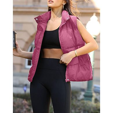 Zeagoo Women's Lightweight Stand Collar Puffer Vest Sleeveless Zip Up Outerwear Jackets with Pockets