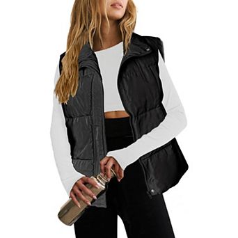 Zeagoo Women's Lightweight Stand Collar Puffer Vest Sleeveless Zip Up Outerwear Jackets with Pockets