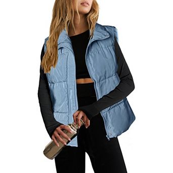 Zeagoo Women's Lightweight Stand Collar Puffer Vest Sleeveless Zip Up Outerwear Jackets with Pockets