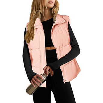 Zeagoo Women's Lightweight Stand Collar Puffer Vest Sleeveless Zip Up Outerwear Jackets with Pockets