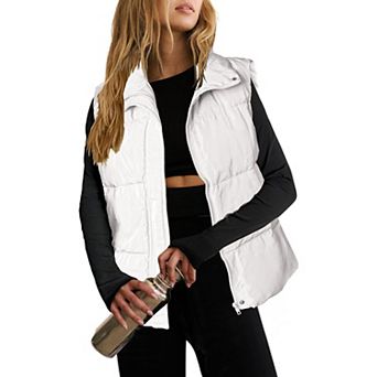 Zeagoo Women's Lightweight Stand Collar Puffer Vest Sleeveless Zip Up Outerwear Jackets with Pockets