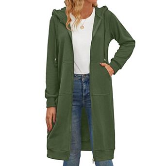 Zeagoo Women's Oversized Fleece Zip Up Hoodie Long Tunic Sweatshirt Casual Jacket