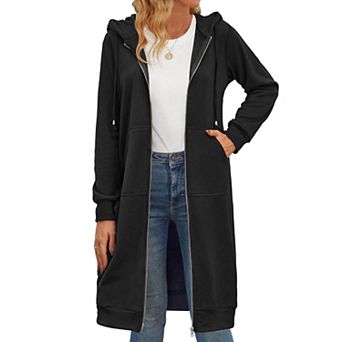 Zeagoo Women's Oversized Fleece Zip Up Hoodie Long Tunic Sweatshirt Casual Jacket