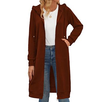 Zeagoo Women's Oversized Fleece Zip Up Hoodie Long Tunic Sweatshirt Casual Jacket