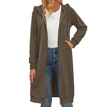 Zeagoo Women's Oversized Fleece Zip Up Hoodie Long Tunic Sweatshirt Casual Jacket