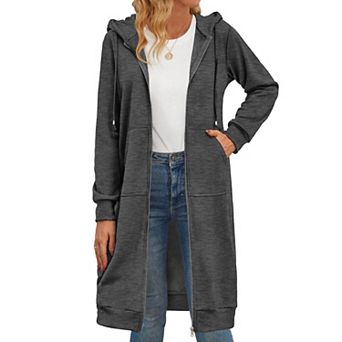 Zeagoo Women's Oversized Fleece Zip Up Hoodie Long Tunic Sweatshirt Casual Jacket