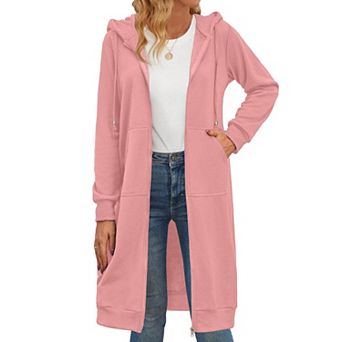Zeagoo Women's Oversized Fleece Zip Up Hoodie Long Tunic Sweatshirt Casual Jacket